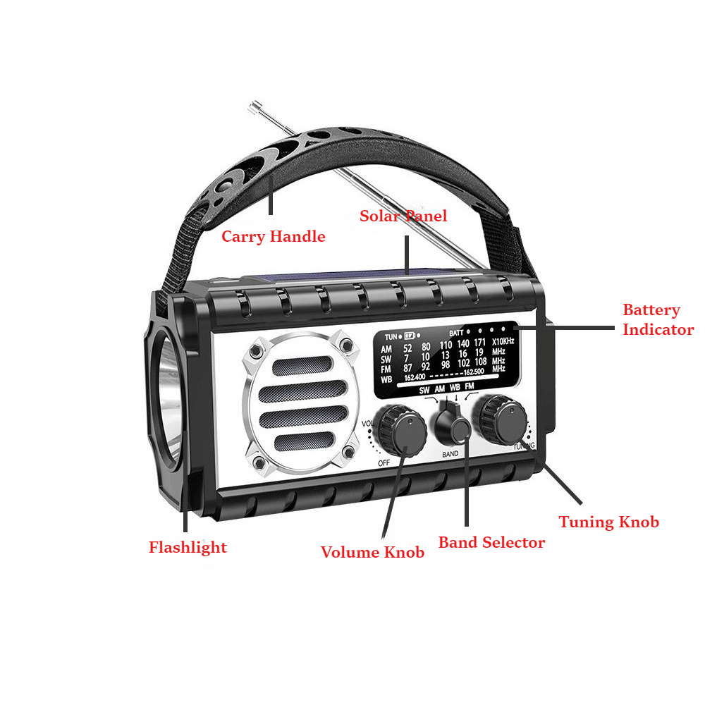 Emergency Radio Solar - Radio Darurat Tenaga Surya Portabel dengan