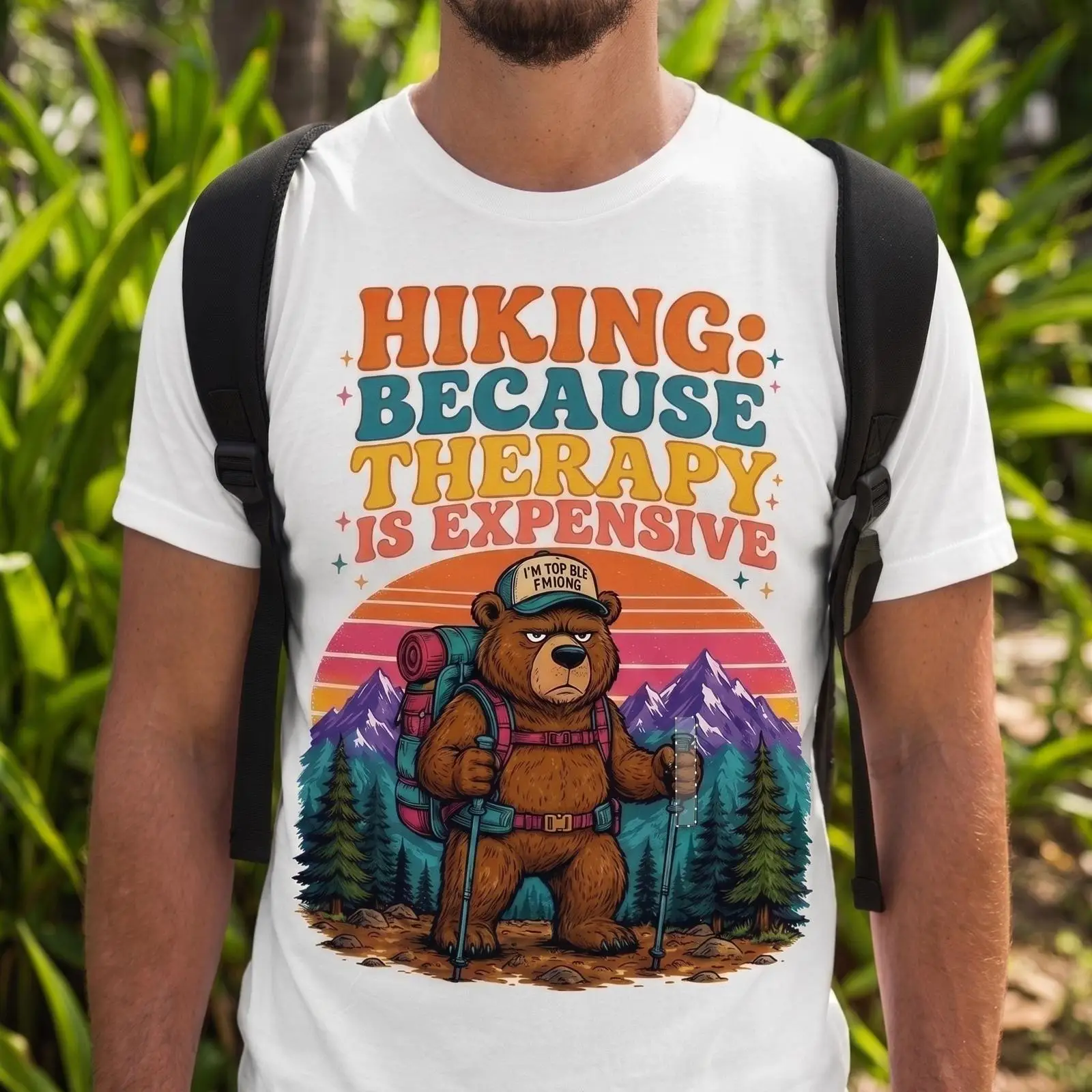 Outdoor Adventure Therapy - Kaos Beruang Sarkastik Terapi Hiking Retro