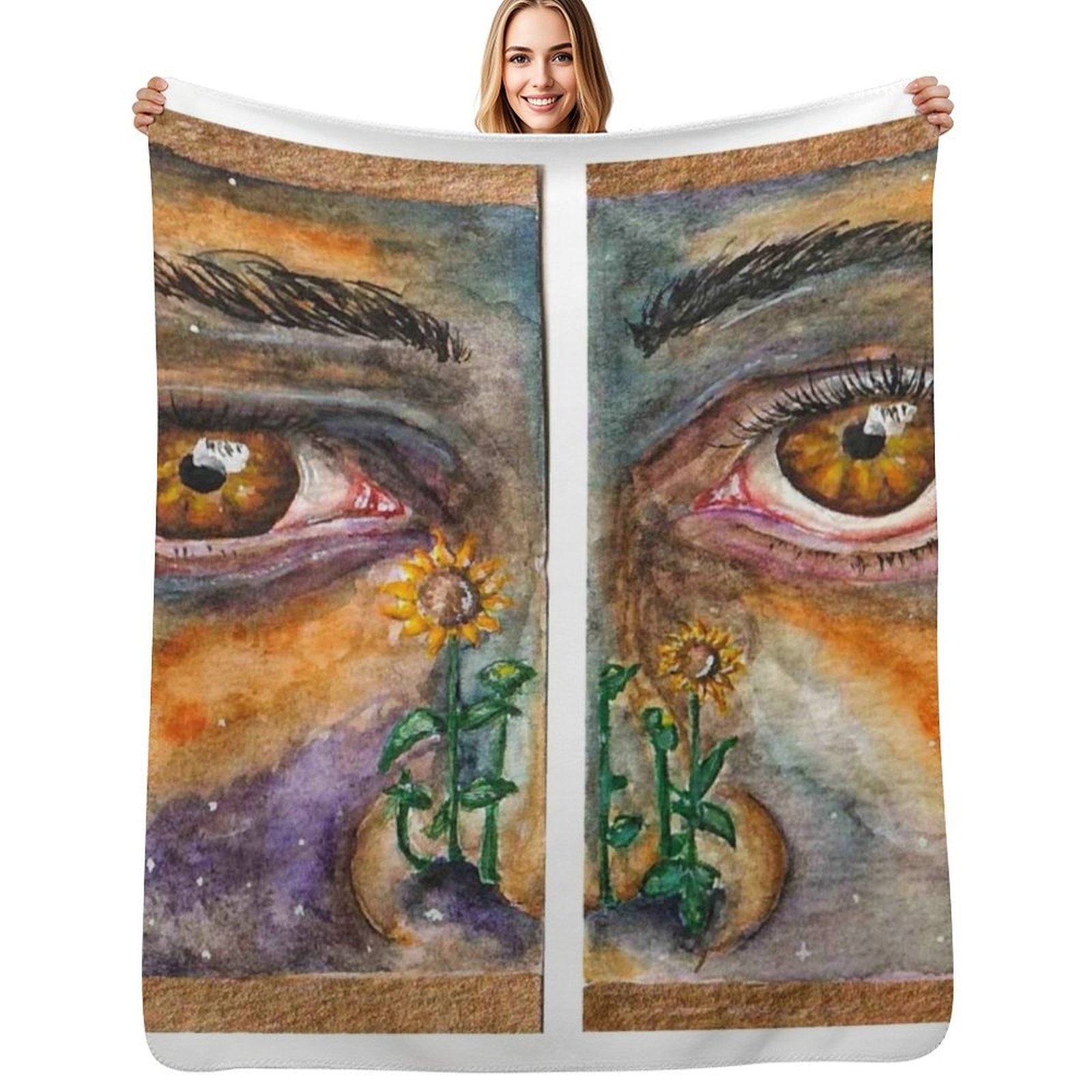 Space Blanket Heavy - Selimut Motif Bunga Matahari Luar Angkasa