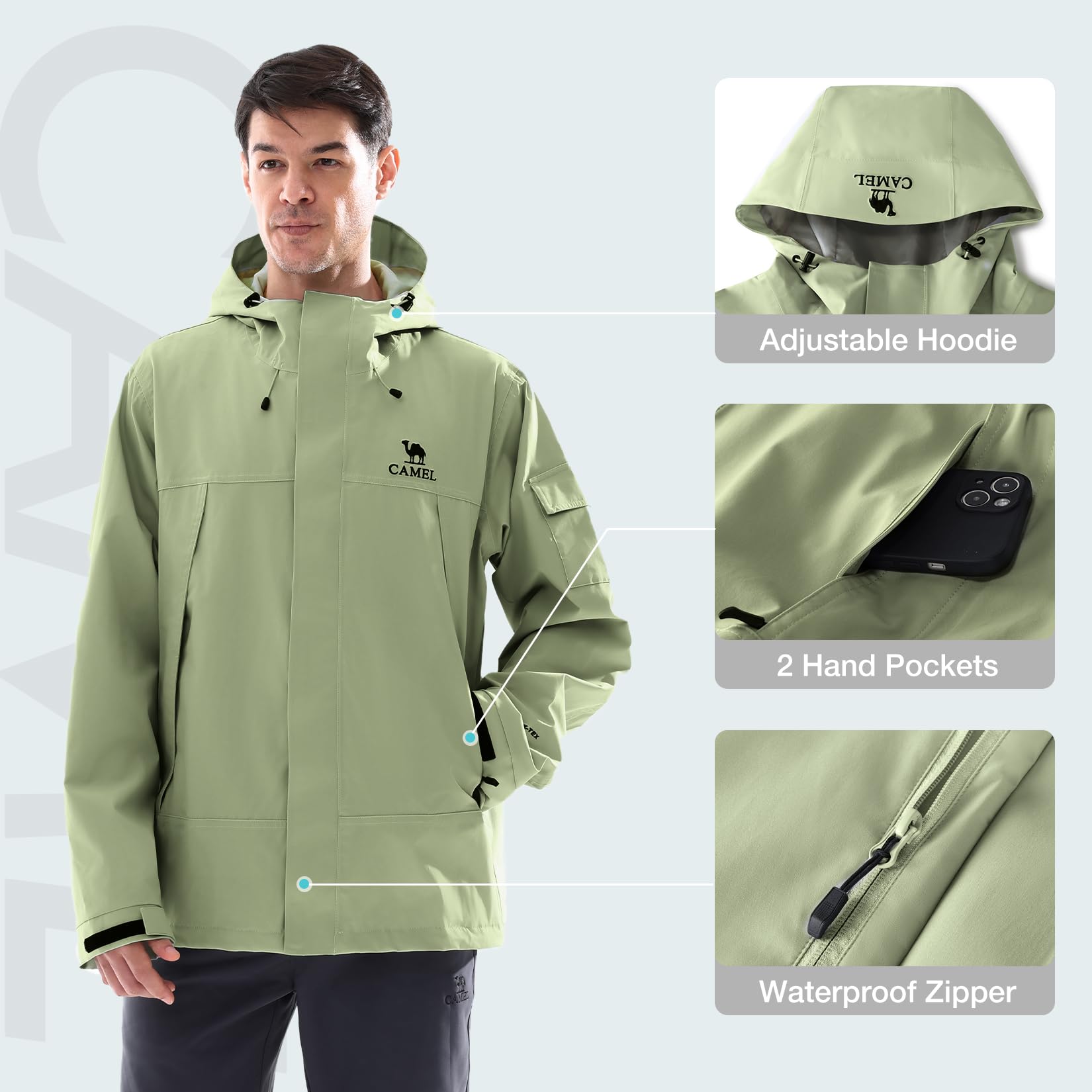 Jaket Hujan Pria GOLDEN CAMEL  - Outdoor Adventure Windbreaker ulasan dan harga